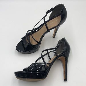 Via Spiga Black Patent Leather Platform Heels